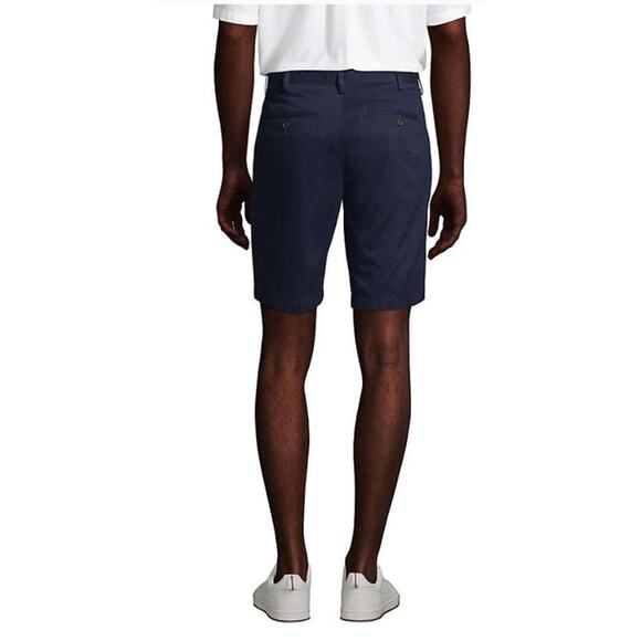 Lands' End Men's 37 Blue Navy Traditional Fit No Iron Chino Shorts 9" Inseam - Picture 3 of 9